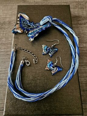 🦋Murano Style Multicolor Butterfly Necklace & Earrings Set | Firenze Artisan✨️